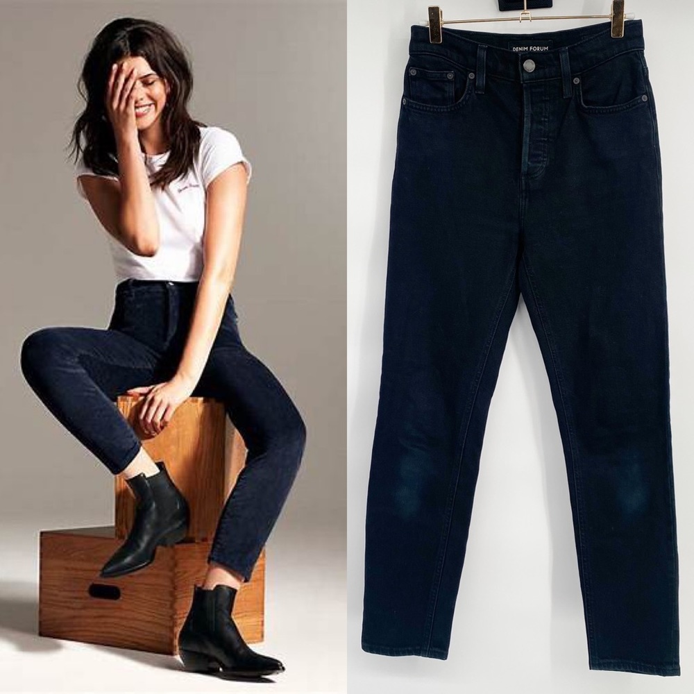 Denim Forum The Yoko High Rise Slim Jeans Washed Black 25
